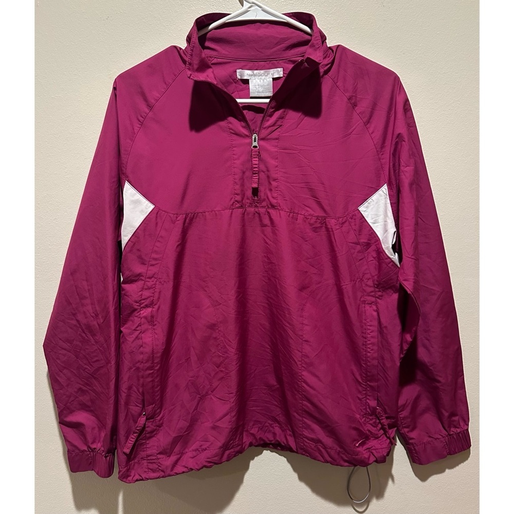 Nike Golf Womens Berry Purple Quarter Zip Windbreaker Jacket 256880-612 Small